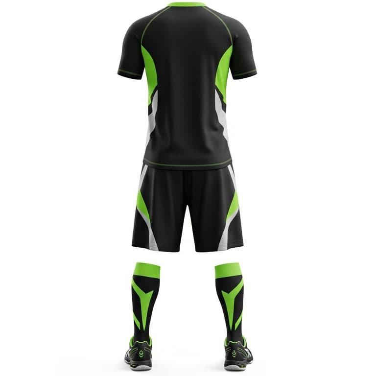 Men's Black & Neon Green Performance Volleyball Jersey and Shorts Set | Athletic Team Kit view 3