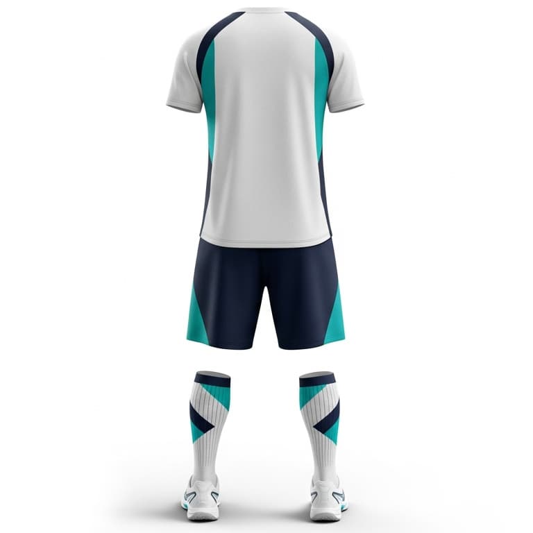 Men's White & Aqua Performance Volleyball Jersey and Shorts Set | Athletic Team Kit view 3