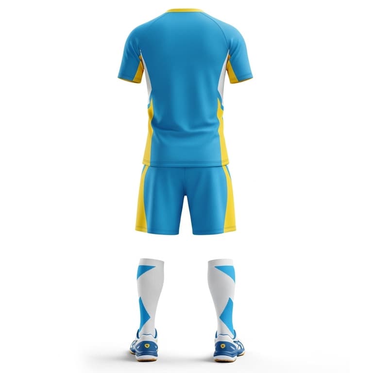 Men's Blue & Yellow Athletic Volleyball Jersey and Shorts Set | Performance Sports Kit view 3