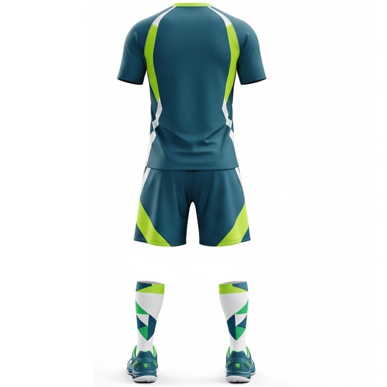 Men's Teal & Lime Green Performance Volleyball Jersey and Shorts Set | Athletic Team Kit view 3