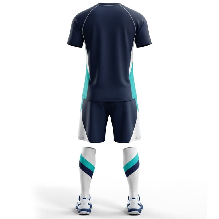 Men's Navy & Aqua Performance Volleyball Jersey and Shorts Set | Athletic Team Kit view 3