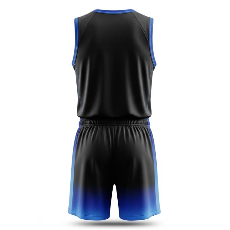 Men's Black & Blue Gradient Basketball Uniform - Performance Jersey & Shorts Set view 3