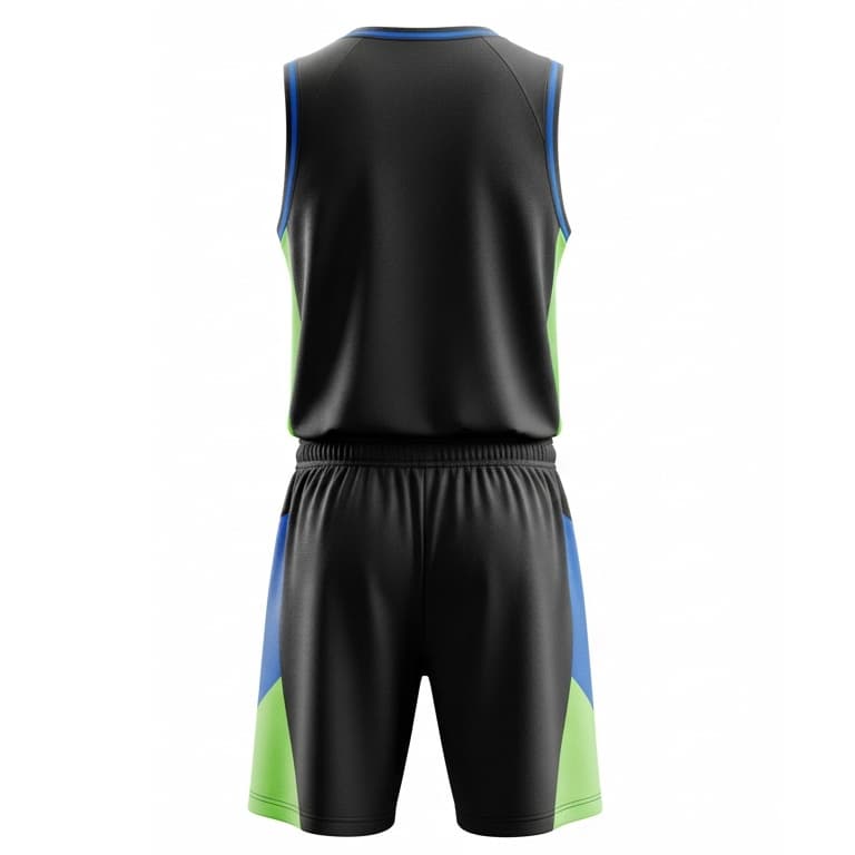 DynamicFit Pro Men's Basketball Uniform - Black, Blue, and Lime Green view 2