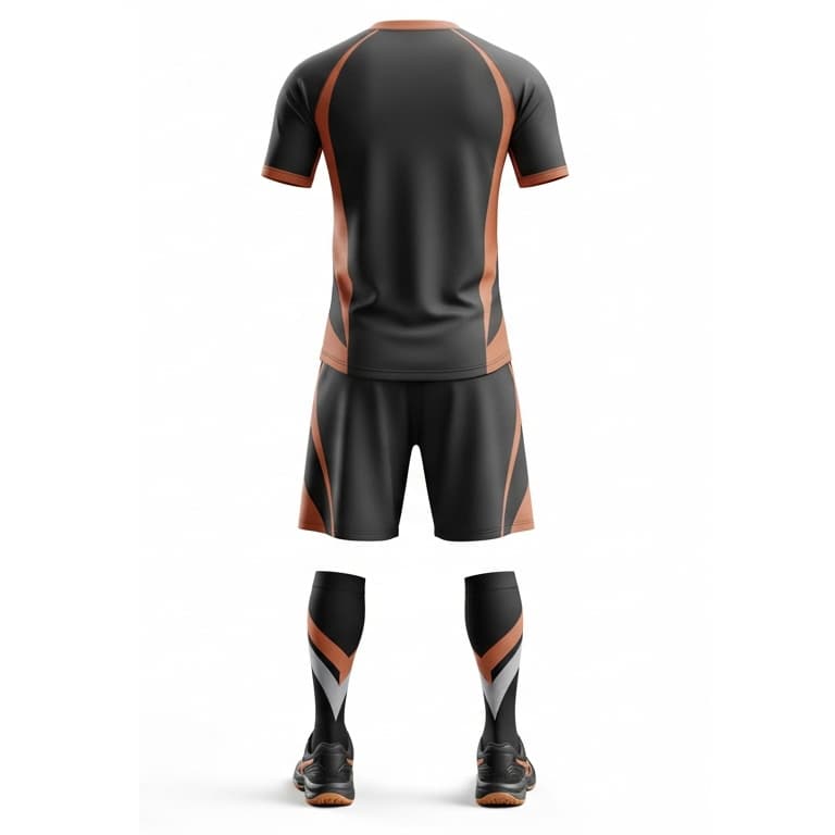 Men's Charcoal & Copper Performance Volleyball Jersey and Shorts Set | Athletic Team Kit view 3