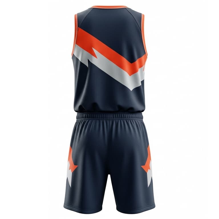 EliteGuard Men's Basketball Uniform - Navy, Orange, and Gray view 2