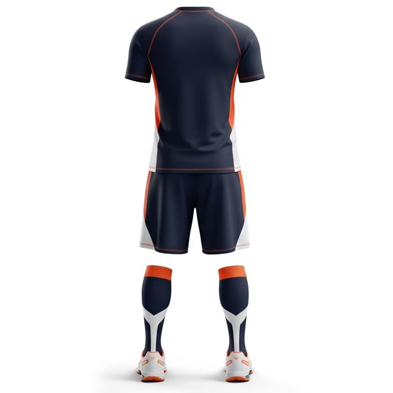 Men's Navy & Orange Performance Volleyball Jersey and Shorts Set | Dynamic Athletic Kit view 3