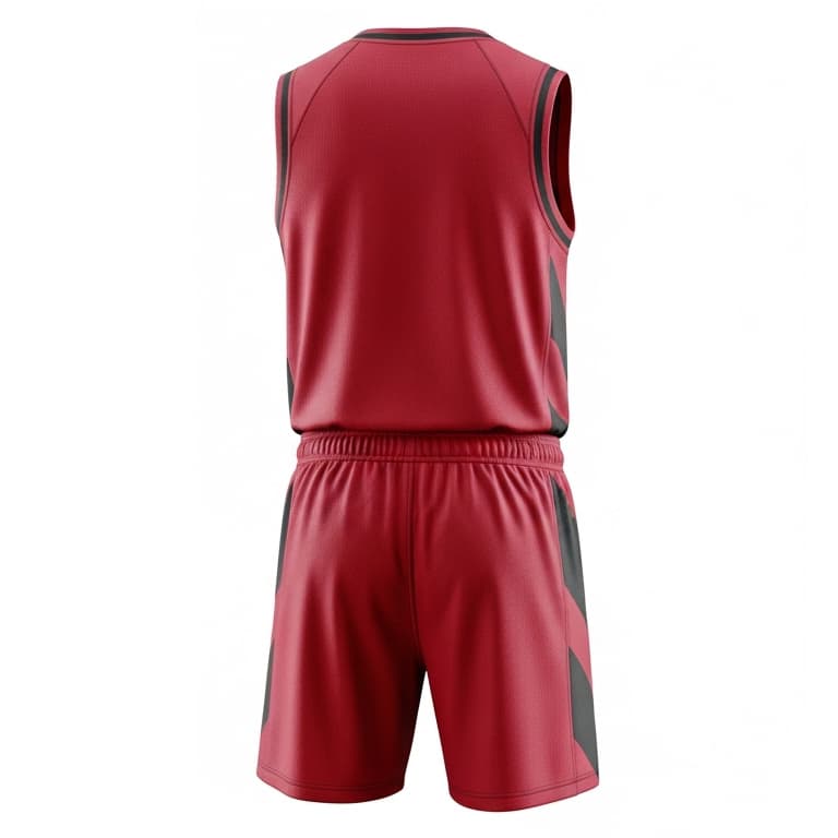 Men's Striker Basketball Uniform Set - Red & Black Stripe Jersey & Shorts view 3
