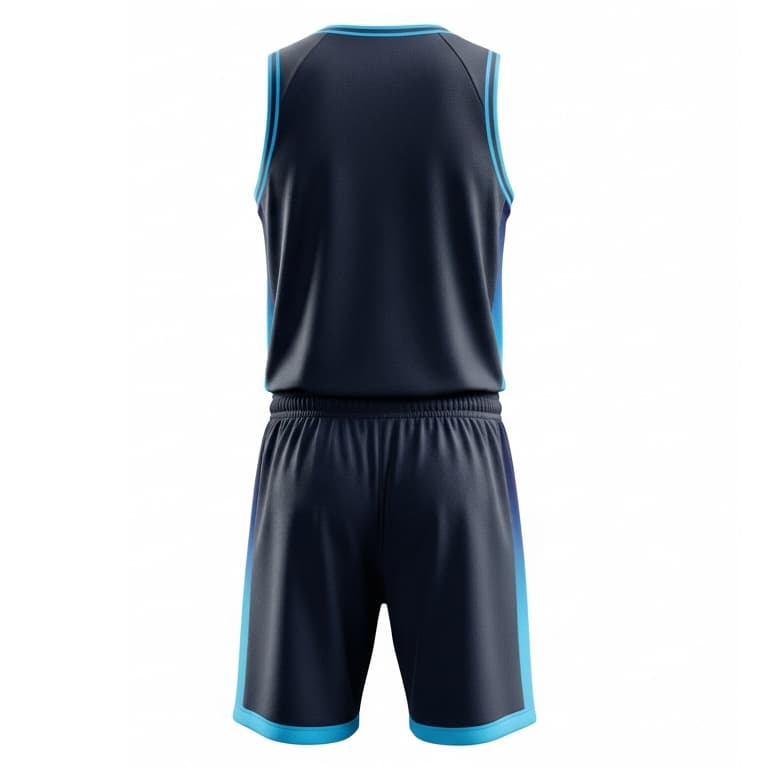 Men's Pro-Style Basketball Uniform Set - Navy Blue & Sky Blue view 3
