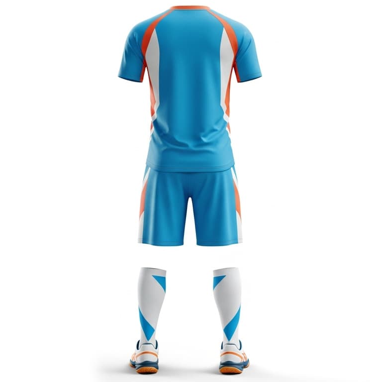 Men's Blue & Orange Volleyball Uniform - Performance Jersey & Shorts Set view 2