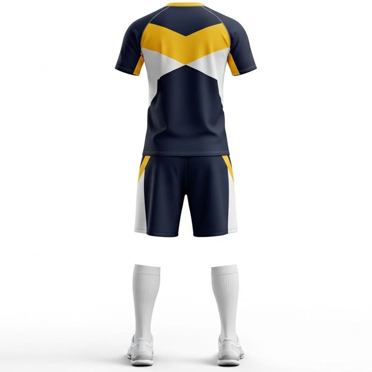 Men's Sublimated Volleyball Uniform Set - Navy, Gold & White Team Jersey & Shorts view 3