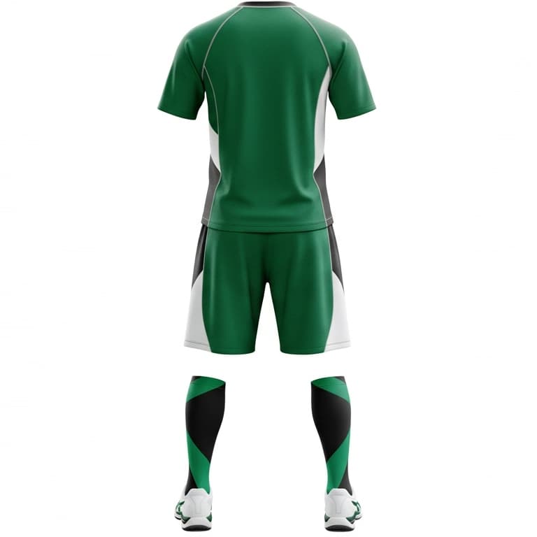 Men's Custom Green & Black Volleyball Jersey and Shorts Uniform Set view 3