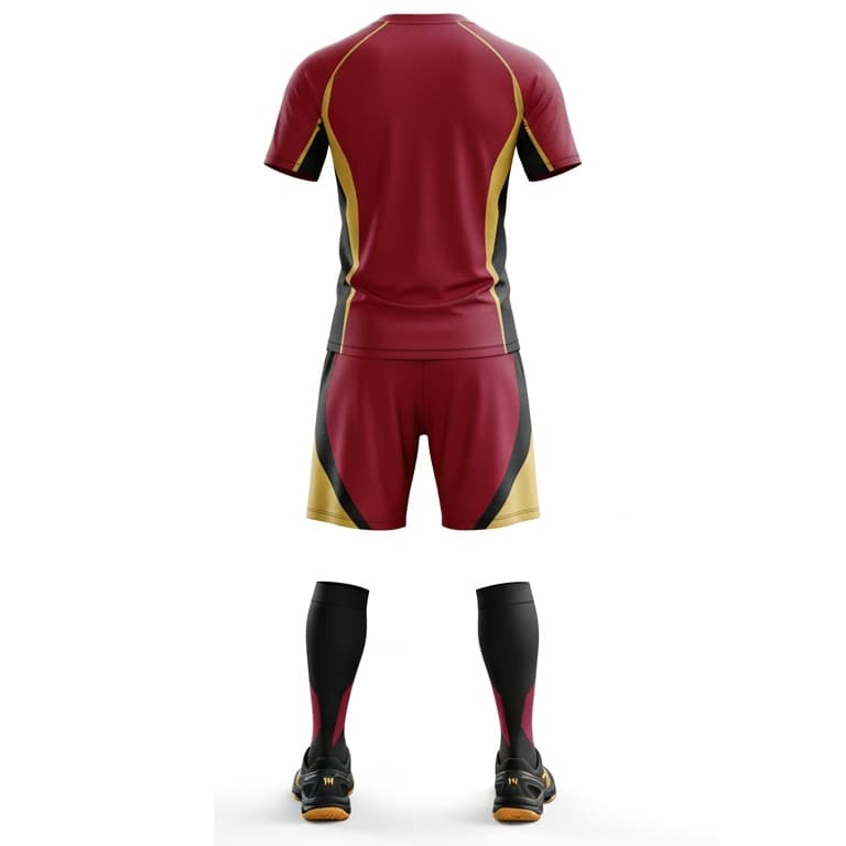 Men's Custom Red & Gold Volleyball Jersey and Shorts Set | Performance Team Uniform view 3