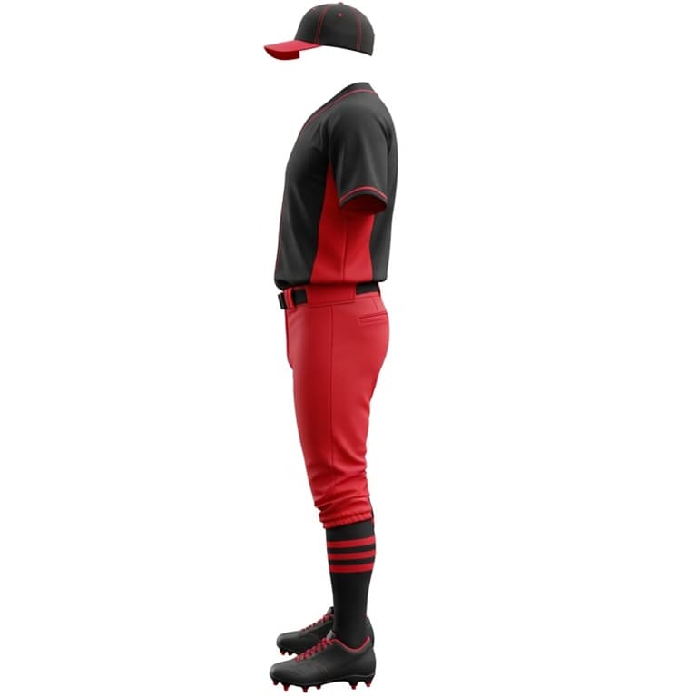 Men's Bold Black & Red Baseball Uniform Kit view 2