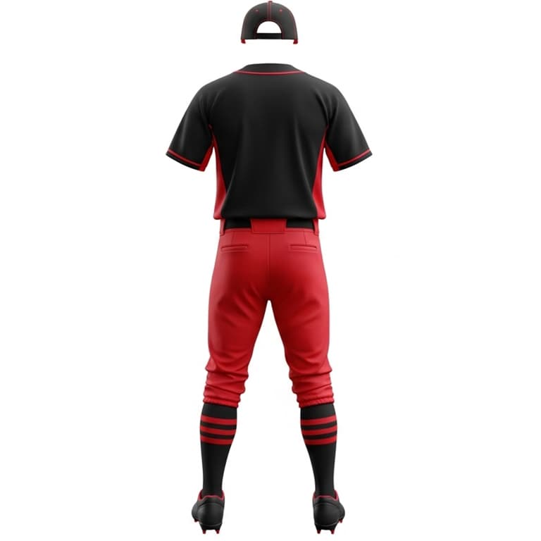 Men's Bold Black & Red Baseball Uniform Kit view 3