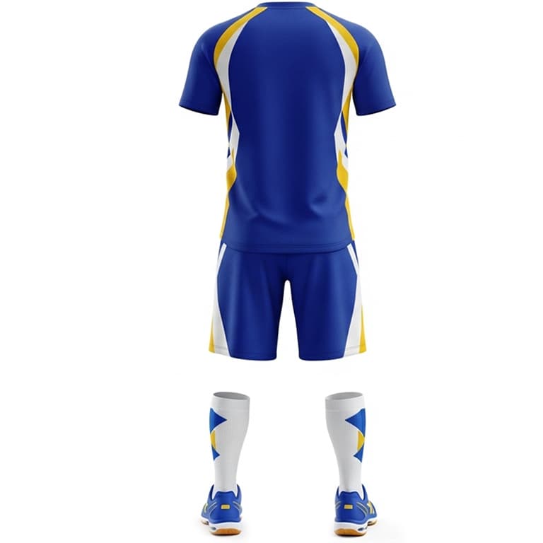 Men's Blue & Yellow Athletic Volleyball Jersey and Shorts Set | Performance Sports Kit view 2