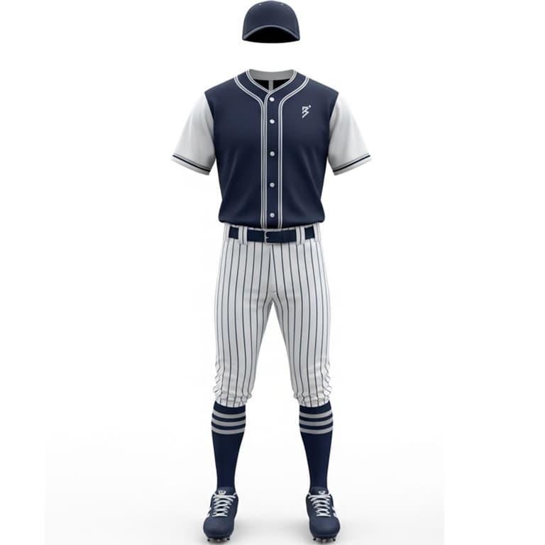 Retro Navy & White Pinstripe Baseball Uniform Set