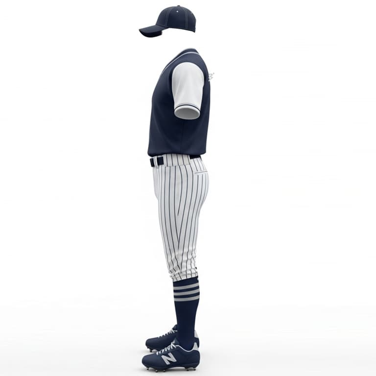 Retro Navy & White Pinstripe Baseball Uniform Set view 2