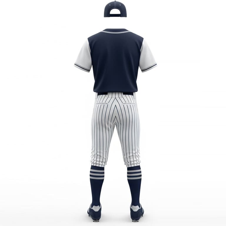 Retro Navy & White Pinstripe Baseball Uniform Set view 3