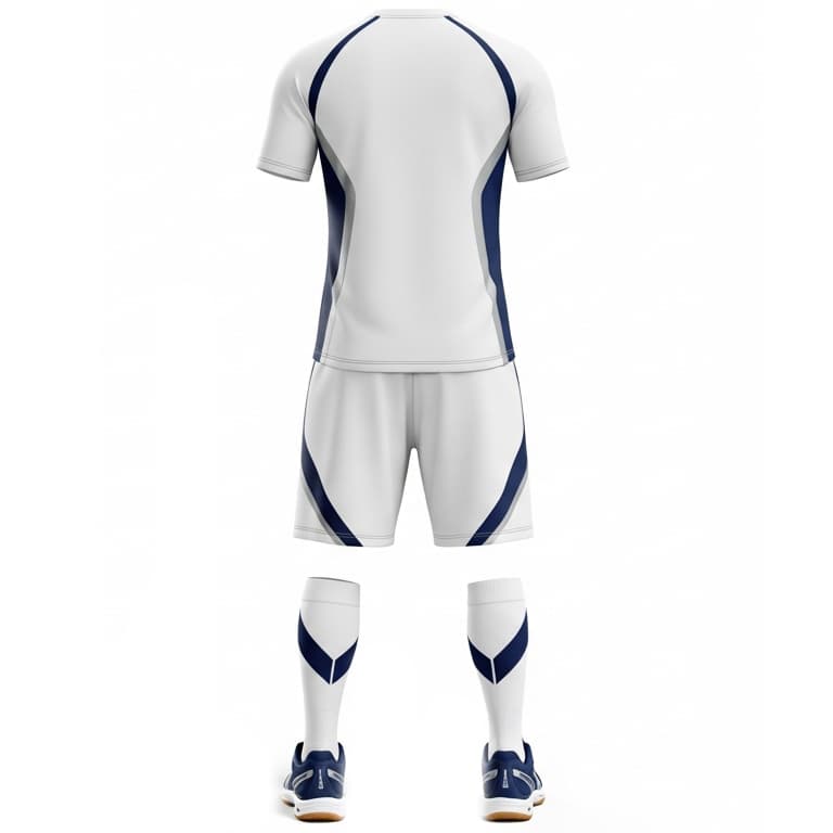 Men's White & Navy Performance Volleyball Jersey and Shorts Set | Athletic Team Kit view 2