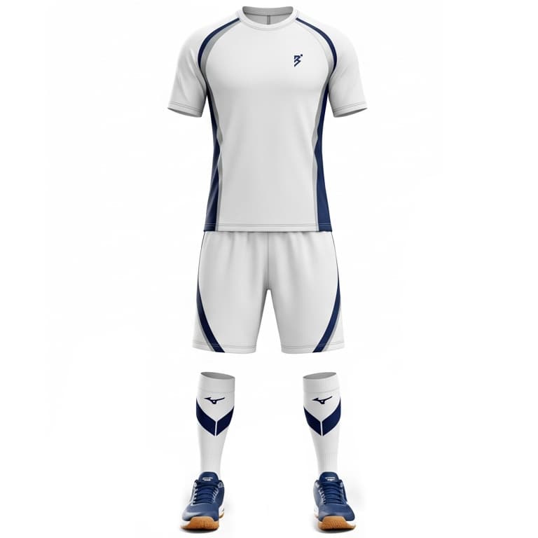 Men's White & Navy Performance Volleyball Jersey and Shorts Set | Athletic Team Kit