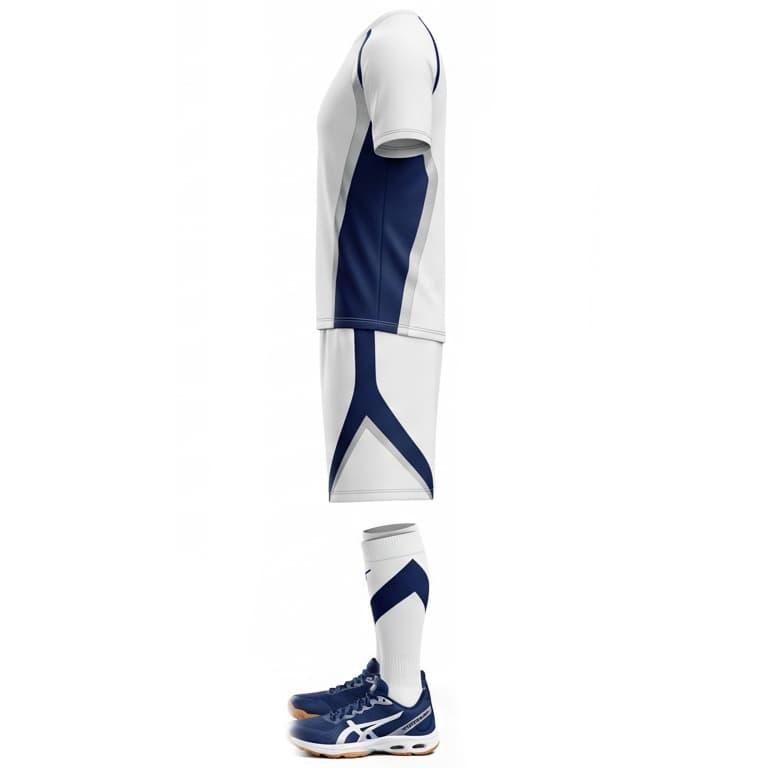 Men's White & Navy Performance Volleyball Jersey and Shorts Set | Athletic Team Kit view 3