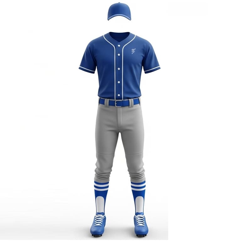 Vibrant Blue & Gray Baseball Uniform Set