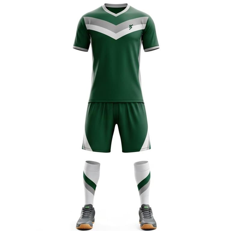 Men's Green & Grey Performance Volleyball Jersey and Shorts Set | Athletic Team Kit