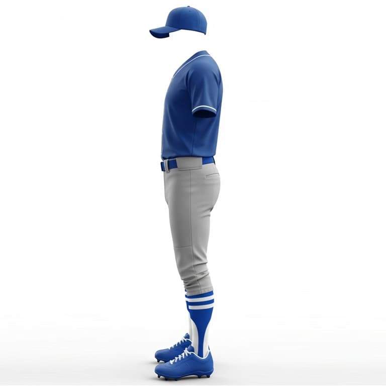 Vibrant Blue & Gray Baseball Uniform Set view 2