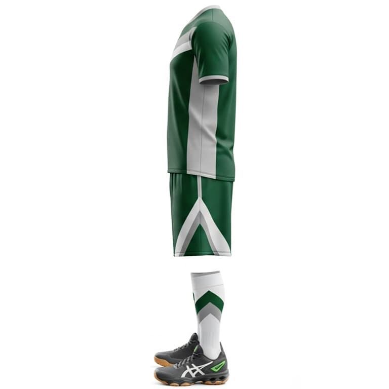 Men's Green & Grey Performance Volleyball Jersey and Shorts Set | Athletic Team Kit view 3