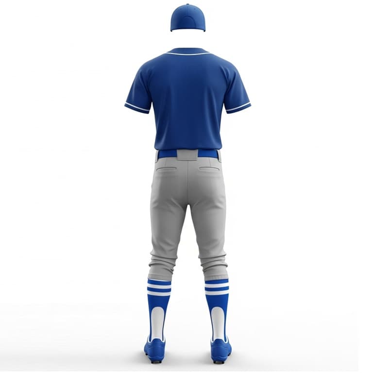 Vibrant Blue & Gray Baseball Uniform Set view 3