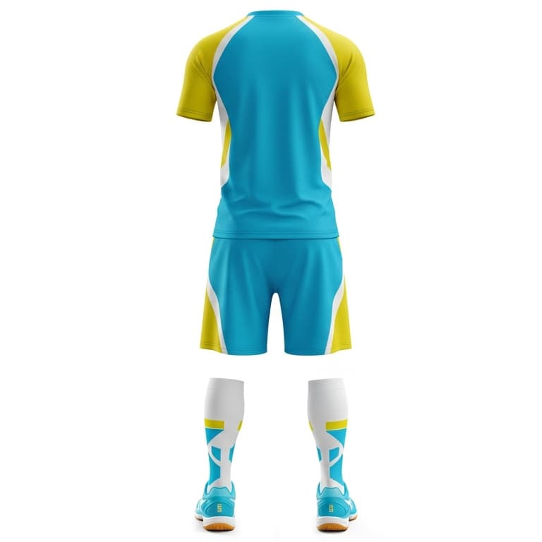Men's Blue & Yellow Performance Volleyball Jersey and Shorts Set | Athletic Team Kit view 2