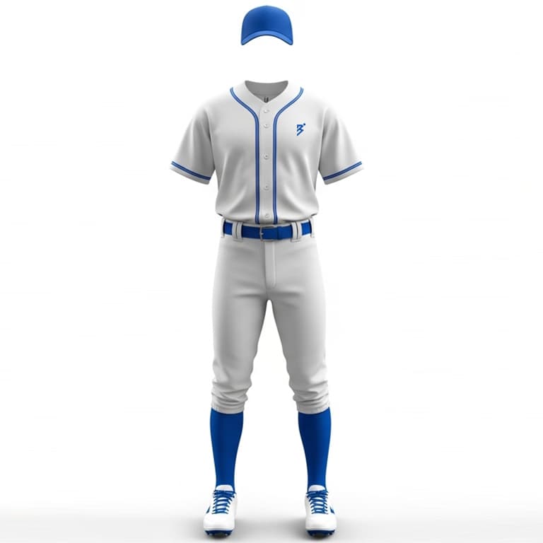 Men's Classic White & Blue Baseball Jersey Uniform