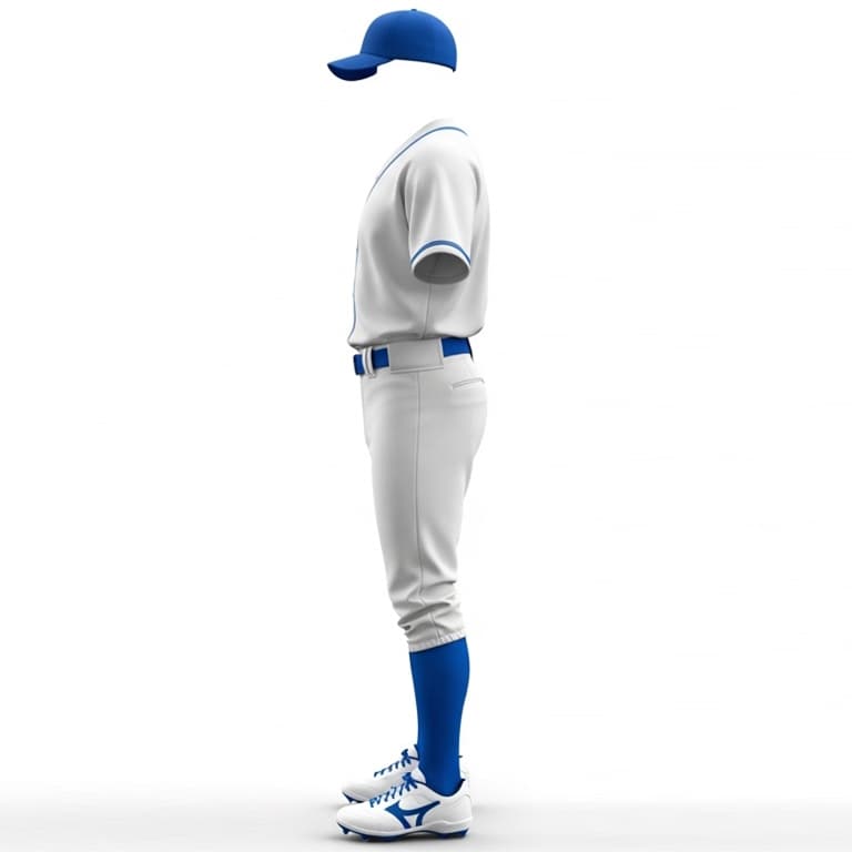Men's Classic White & Blue Baseball Jersey Uniform view 2