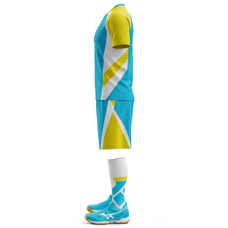 Men's Blue & Yellow Performance Volleyball Jersey and Shorts Set | Athletic Team Kit view 3