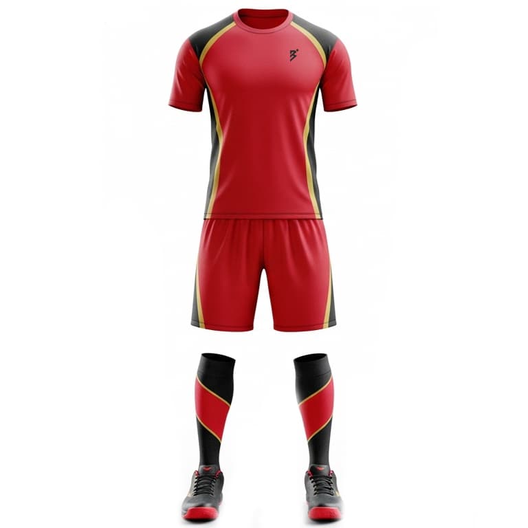 Men's Red & Black Performance Volleyball Jersey and Shorts Set | Athletic Team Kit