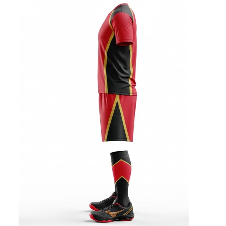 Men's Red & Black Performance Volleyball Jersey and Shorts Set | Athletic Team Kit view 3
