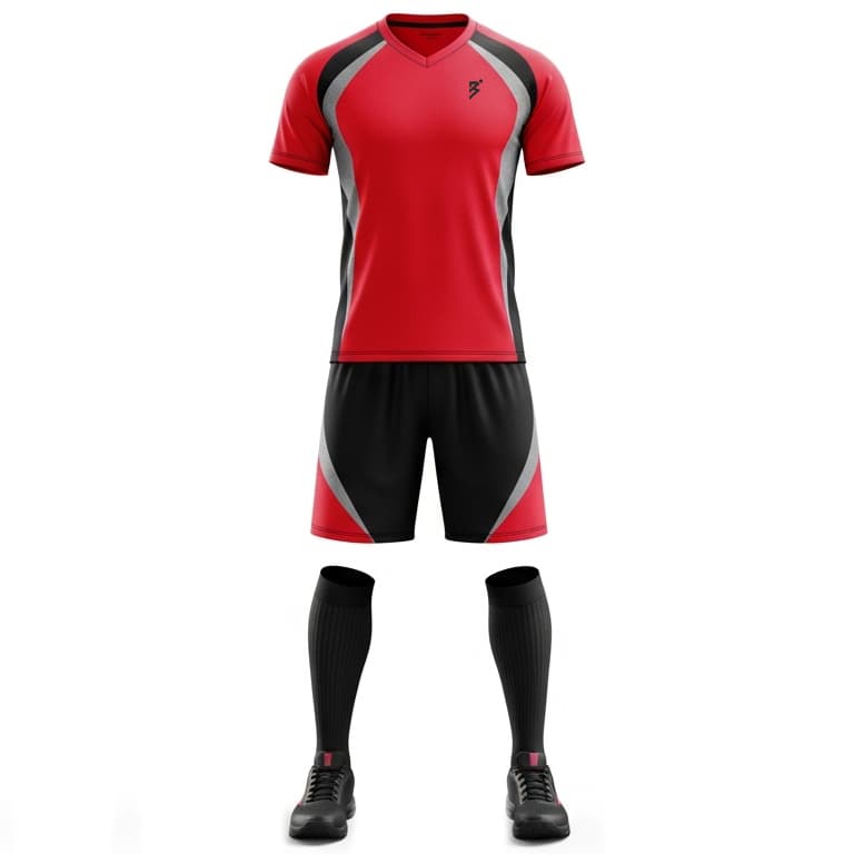 Men's Red & Black Performance Volleyball Jersey and Shorts Set | Athletic Team Kit