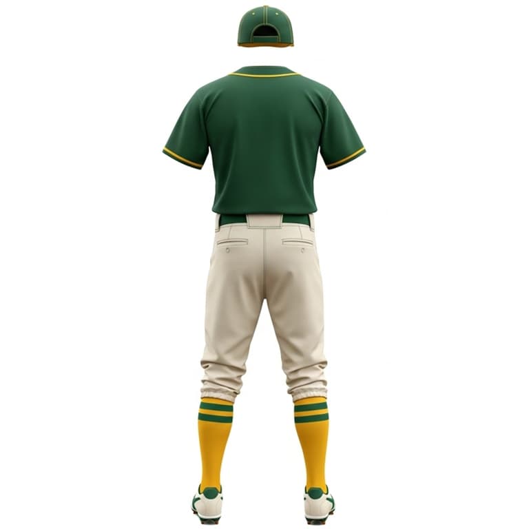 Men's Vibrant Forest Green & Gold Baseball Uniform Kit view 2