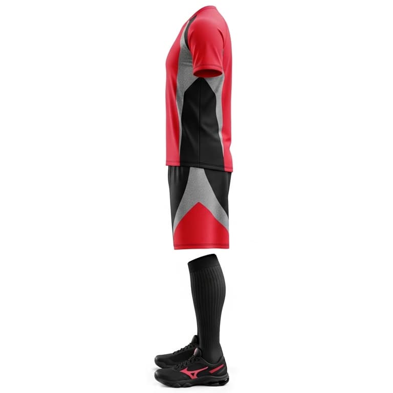 Men's Red & Black Performance Volleyball Jersey and Shorts Set | Athletic Team Kit view 3