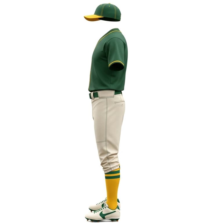 Men's Vibrant Forest Green & Gold Baseball Uniform Kit view 3