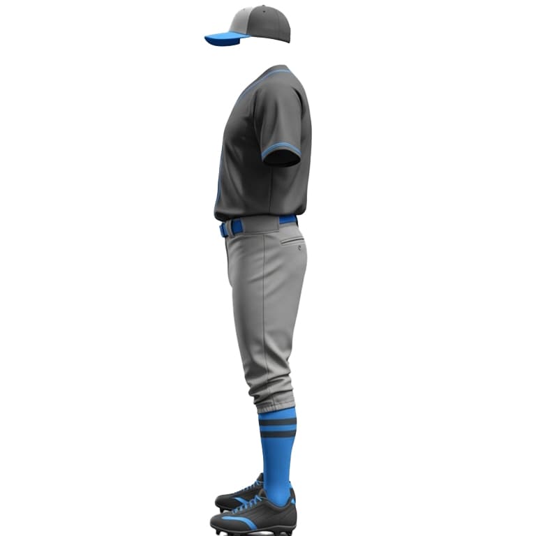 Men's Modern Grey & Blue Baseball Uniform Set view 2