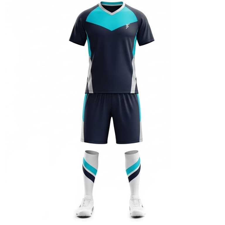 Men's Navy & Aqua Performance Volleyball Jersey and Shorts Set | Athletic Team Kit