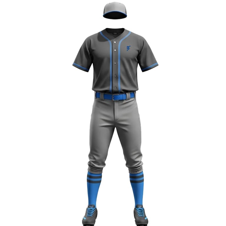 Men's Modern Grey & Blue Baseball Uniform Set