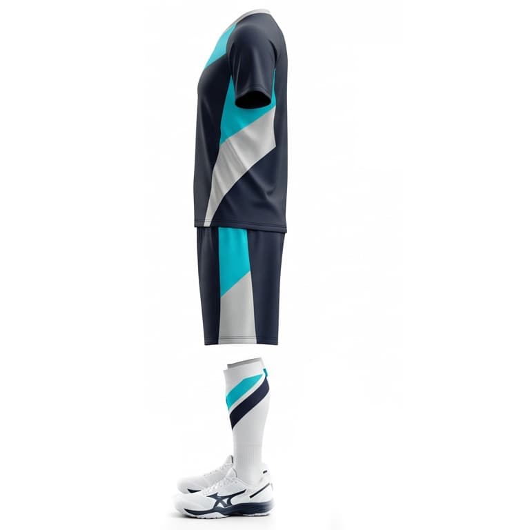 Men's Navy & Aqua Performance Volleyball Jersey and Shorts Set | Athletic Team Kit view 3