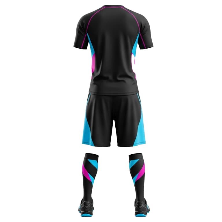 Men's Black, Pink & Blue Performance Volleyball Jersey and Shorts Set | Dynamic Athletic Kit view 2