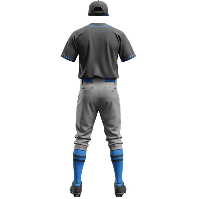 Men's Modern Grey & Blue Baseball Uniform Set view 3
