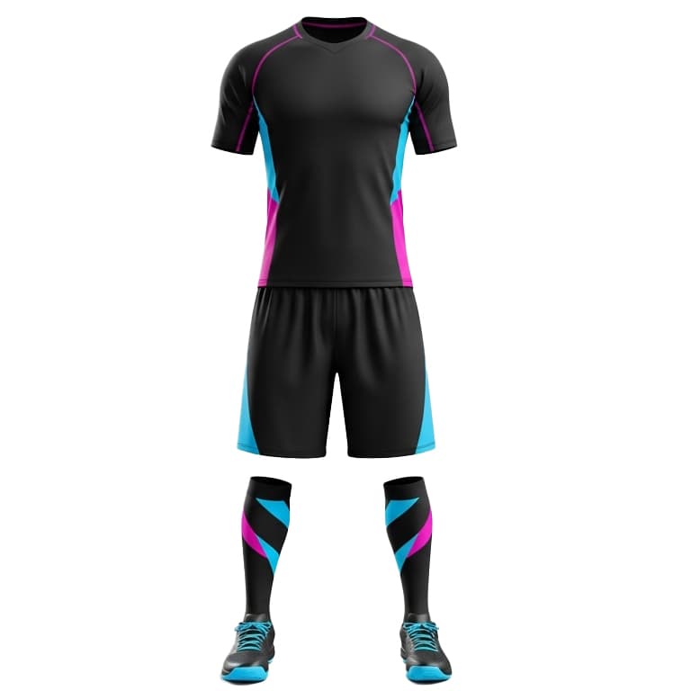 Men's Black, Pink & Blue Performance Volleyball Jersey and Shorts Set | Dynamic Athletic Kit