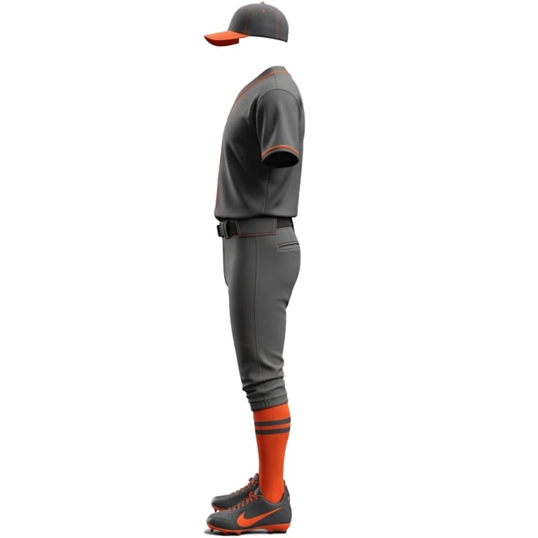 Men's Premium Charcoal Grey & Orange Baseball Uniform Kit view 2