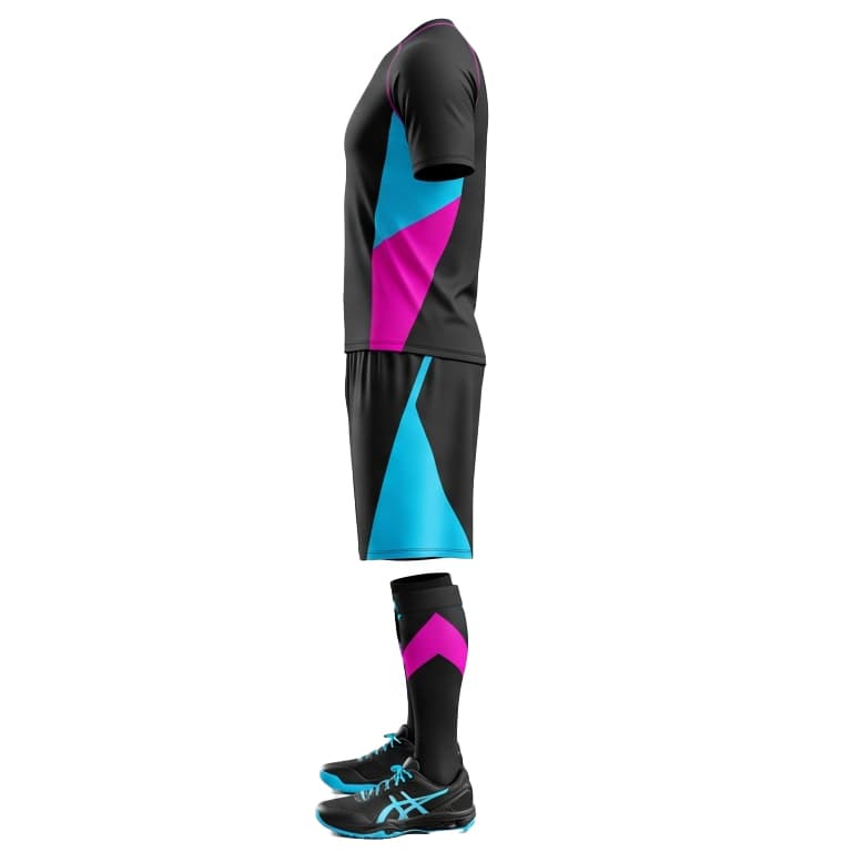 Men's Black, Pink & Blue Performance Volleyball Jersey and Shorts Set | Dynamic Athletic Kit view 3