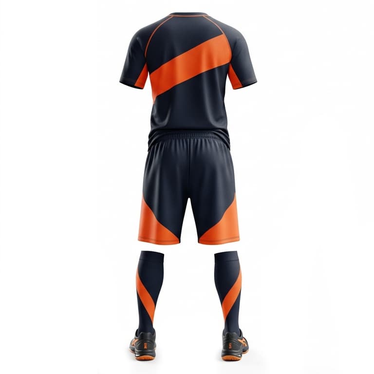 Men's Navy & Orange Performance Volleyball Jersey and Shorts Set | Dynamic Athletic Kit view 2